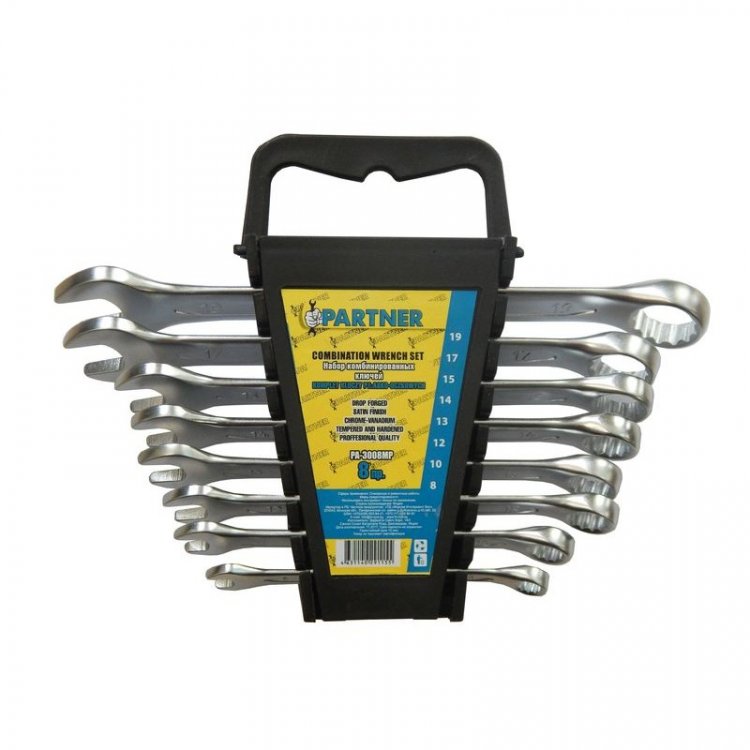 Набор ключей комбинированных, 8пр.(8, 10, 12, 13, 14, 15, 17, 19мм), в пластиковом держателе