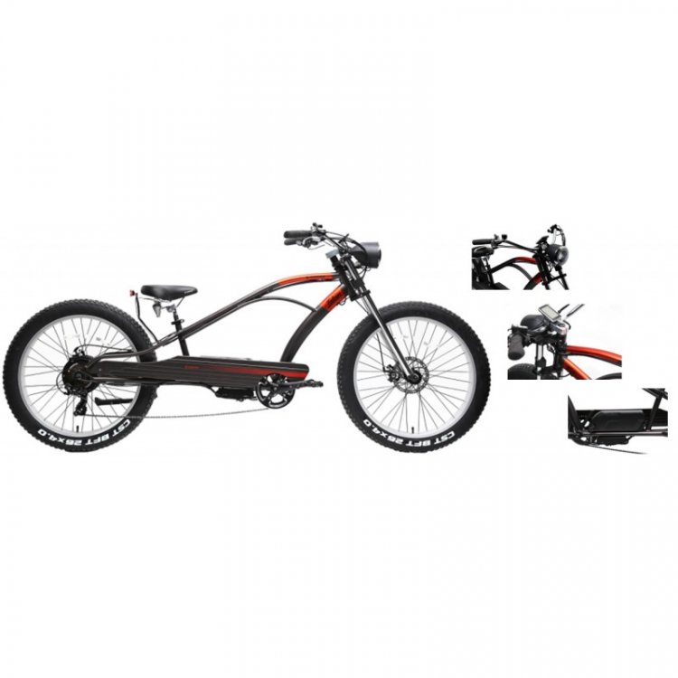 Электро-чоппер Falcon(40км\ч;до 40км на заряде.48V\500W;10,4Ah 48V;тормоза-Тектро;7 скор,Shimano tourney;Обод-26”х100мм алюм;покр-CST,26”х4”)