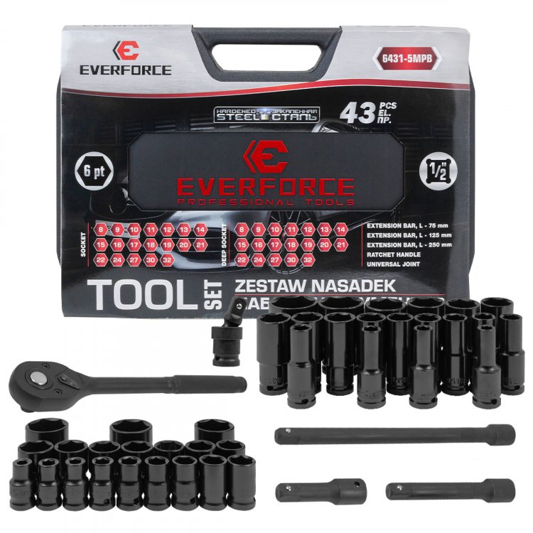 Набор инструментов 43пр. 1/2" (6гр)(8-32мм) Набор инструментов 43пр. 1/2" (6гр)(8-32мм)