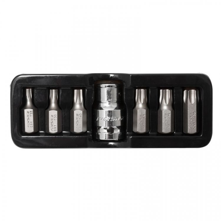 Набор бит TORX с битодержателем,7пр.1/2"(L:30мм;Т25,Т30,Т40,Т45,Т50,Т55), в ложементе