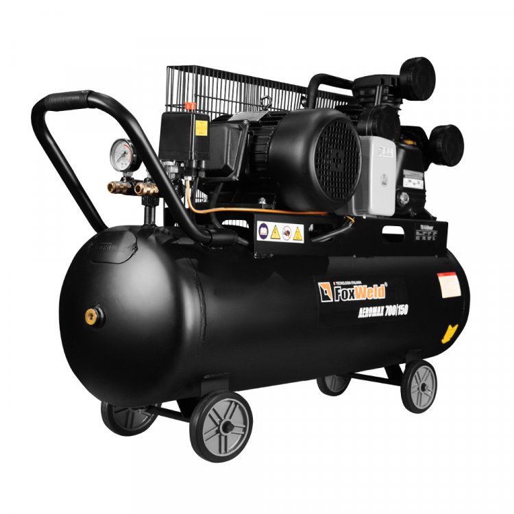 Масляный ременной компрессор AEROMAX 700/150  - Компрессор AEROMAX 700/150 – масляный ременной компрессор с ресивером 150л. Производительность 700 литров в минуту позволяет подключать оборудование с большим расходом воздуха (плазменную резку, пневмои