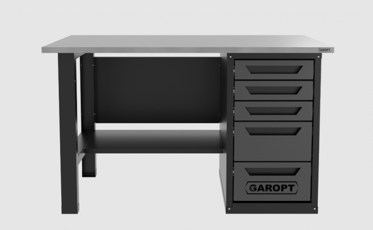 Верстак однотумбовый 5 ящиков, серый 1400*700 Garopt, GT1400STY5.grey