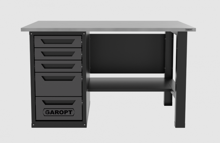 Верстак однотумбовый 5 ящиков, серый 1400*700 Garopt, GT1400STY5.grey