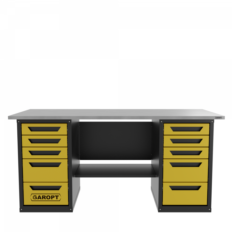 Верстак двухтумбовый 5 ящиков /5 ящиков, желтый 1800*700 GAROPT, GT1800Y5Y5.yell