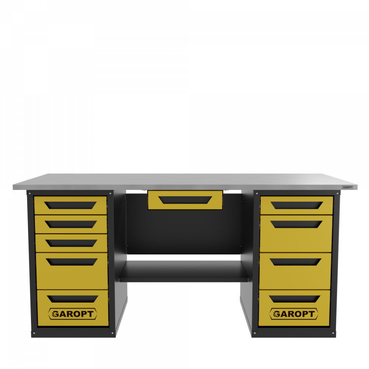 Верстак с ящиком двухтумбовый 4 ящиков /5 ящиков 1800*700 желтый GAROPT, GT1800Y1Y4Y5.yell