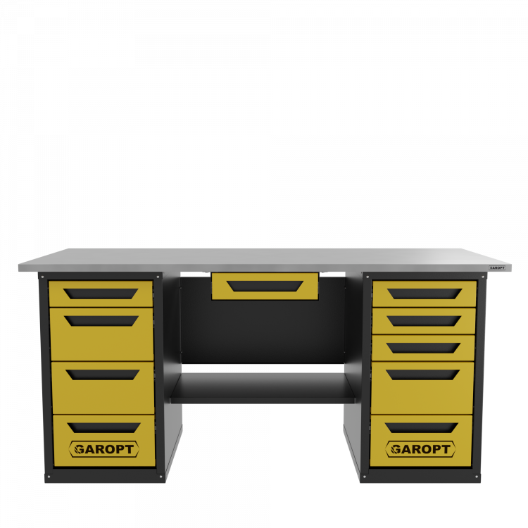 Верстак с ящиком двухтумбовый 4 ящиков /5 ящиков 1800*700 желтый GAROPT, GT1800Y1Y4Y5.yell