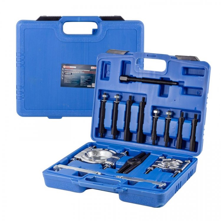 Набор съемников комбинированный(сегментного типа:30-50;50-75;двухлапый:40-115)14пр.в кейсе