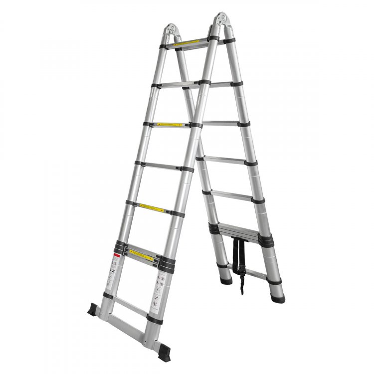 Лестница-стремянка телескопическая алюм. бытовая 2.8+2.8м (9+9 ступ.)