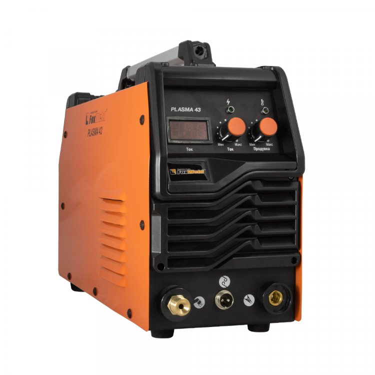 Аппарат плазменной резки Plasma 43  - Легкая 40А установка. Способная прорезать сталь до 15мм, а также справляться со всеми сплавами металлов: алюминий, медь и др. ПВ: 60%. Контактный поджиг дуги. Работа от сети 220В±15%. Цифровой дисплей. Встроенная