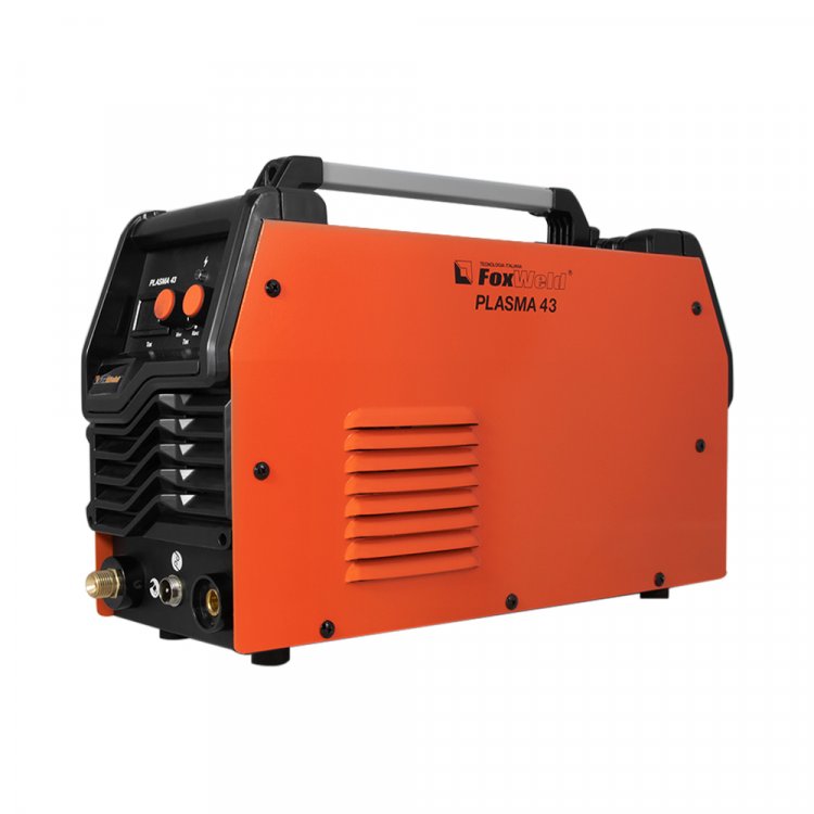 Аппарат плазменной резки Plasma 43  - Легкая 40А установка. Способная прорезать сталь до 15мм, а также справляться со всеми сплавами металлов: алюминий, медь и др. ПВ: 60%. Контактный поджиг дуги. Работа от сети 220В±15%. Цифровой дисплей. Встроенная