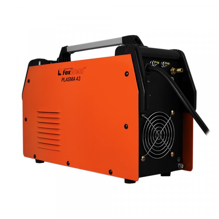 Аппарат плазменной резки Plasma 43  - Легкая 40А установка. Способная прорезать сталь до 15мм, а также справляться со всеми сплавами металлов: алюминий, медь и др. ПВ: 60%. Контактный поджиг дуги. Работа от сети 220В±15%. Цифровой дисплей. Встроенная