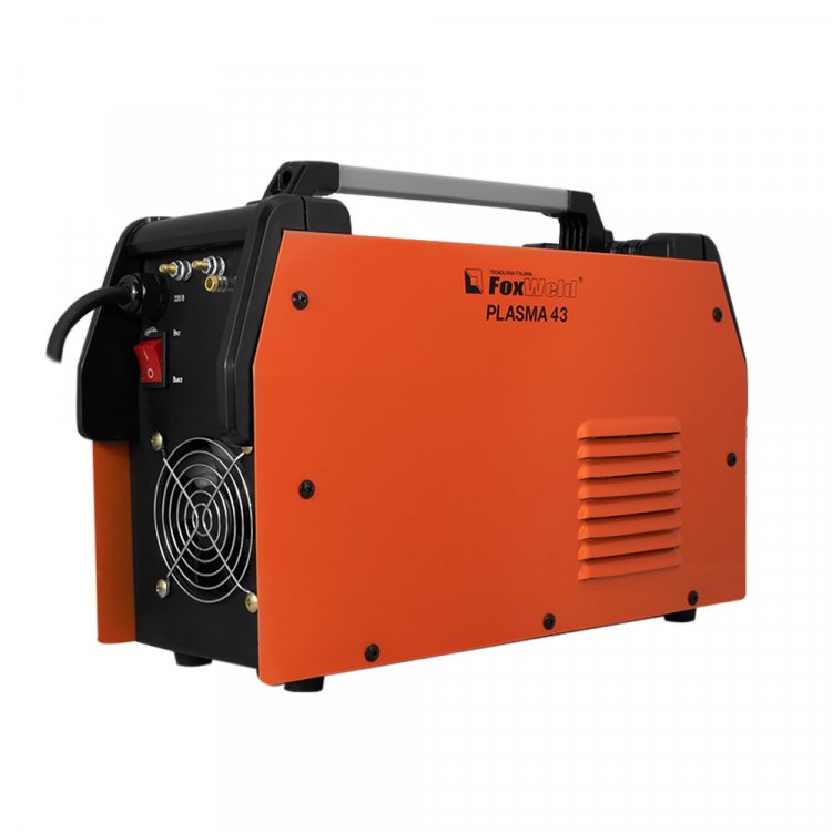 Аппарат плазменной резки Plasma 43  - Легкая 40А установка. Способная прорезать сталь до 15мм, а также справляться со всеми сплавами металлов: алюминий, медь и др. ПВ: 60%. Контактный поджиг дуги. Работа от сети 220В±15%. Цифровой дисплей. Встроенная