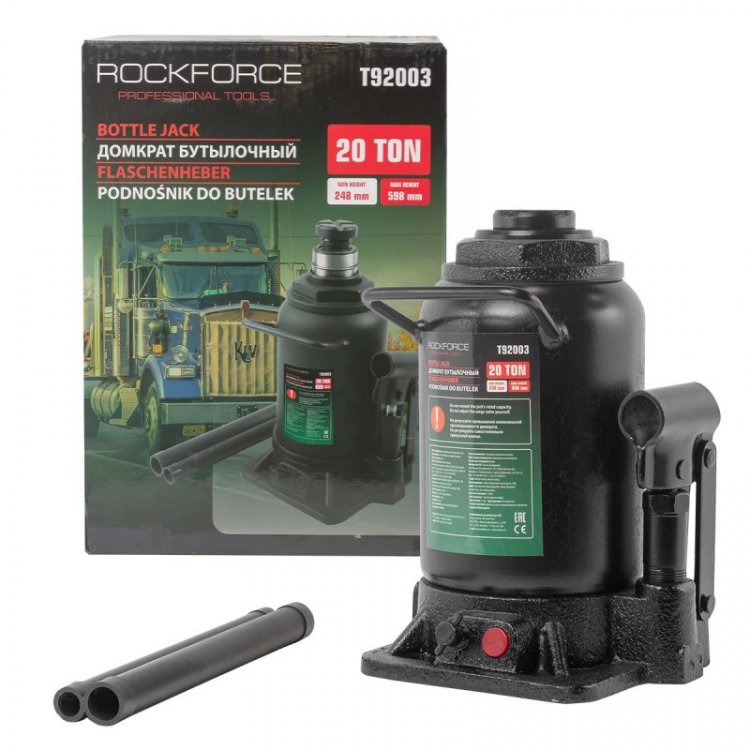 Домкрат бутылочный гидравлический двухштоковый "Profi" 20т с клапаном  (h min-248мм, max-598мм,ход штока-290мм,ход винта-60мм) Домкрат бутылочный гидравлический двухштоковый "Profi" 20т с клапаном  (h min-248мм, max-598мм,ход штока-290мм,ход винта-60мм)