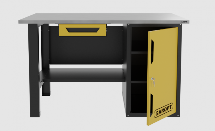 Верстак однотумбовый с ящиком 1400*700 GAROPT желтый, GT1400STDY1.yell