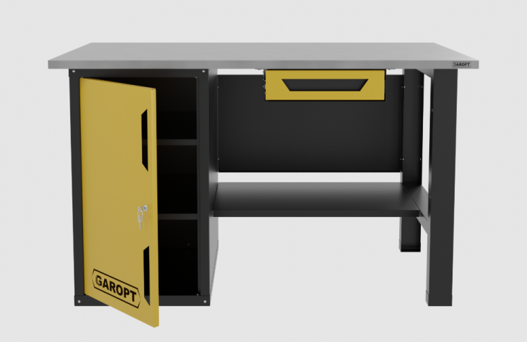 Верстак однотумбовый с ящиком 1400*700 GAROPT желтый, GT1400STDY1.yell