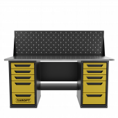 Верстак двухтумбовый 5 ящиков /5 ящиков с экраном, желтый 1800*700 GAROPT, GT1800Y5Y5PP.yell