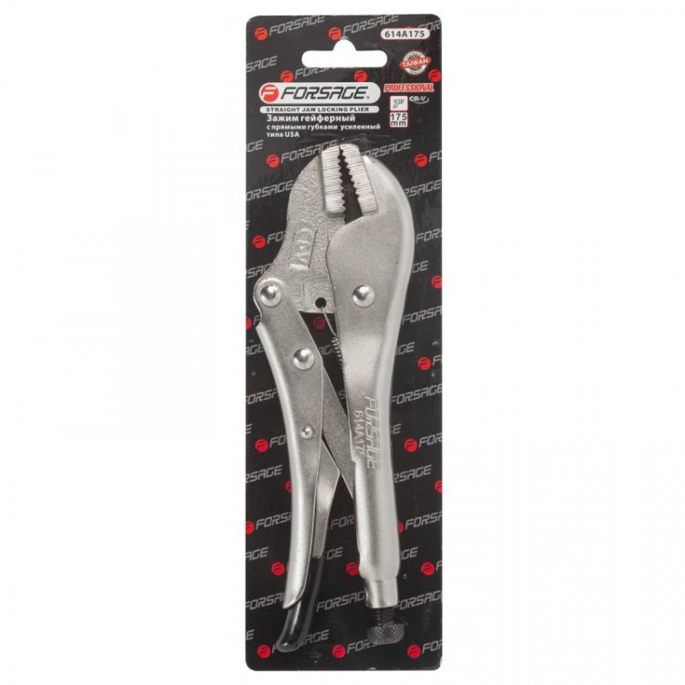 Зажим гейферный с "плоскими губками" тип USA 7"-175мм, в блистере