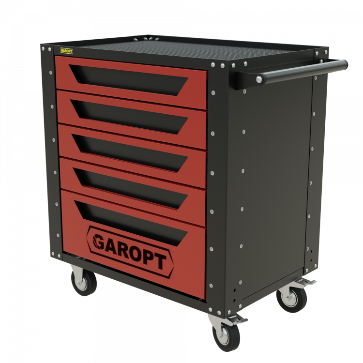 Gt5.red Тележка инструментальная Garopt 5 ящиков КРАСНАЯ, Серия "Low-cost"