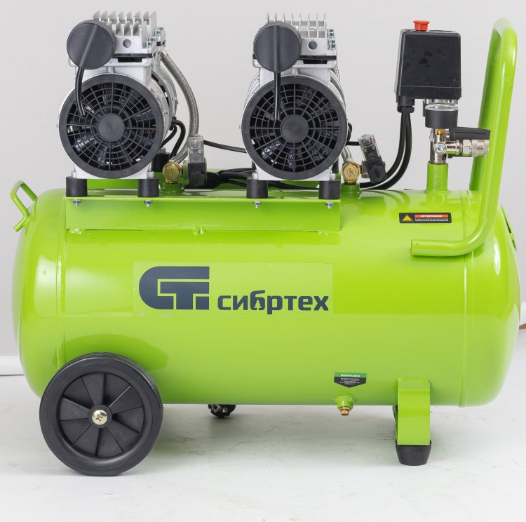 Компрессор безмаслянный малошумный МБ 2000/50, 2000 Вт, 50л, 300 л/мин// Сибртех Компрессор безмаслянный малошумный МБ 2000/50, 2000 Вт, 50л, 300 л/мин// Сибртех
