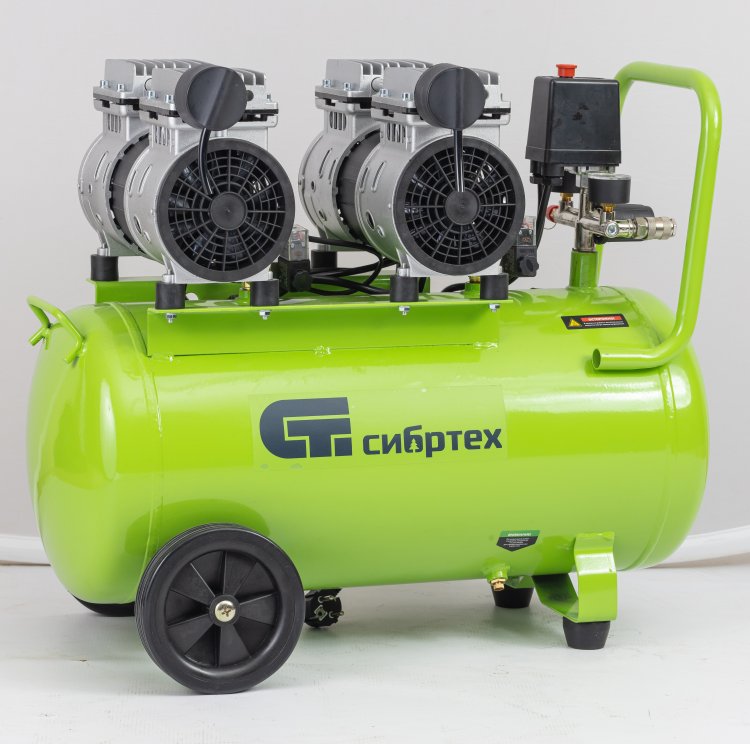 Компрессор безмаслянный малошумный МБ 2000/50, 2000 Вт, 50л, 300 л/мин// Сибртех Компрессор безмаслянный малошумный МБ 2000/50, 2000 Вт, 50л, 300 л/мин// Сибртех