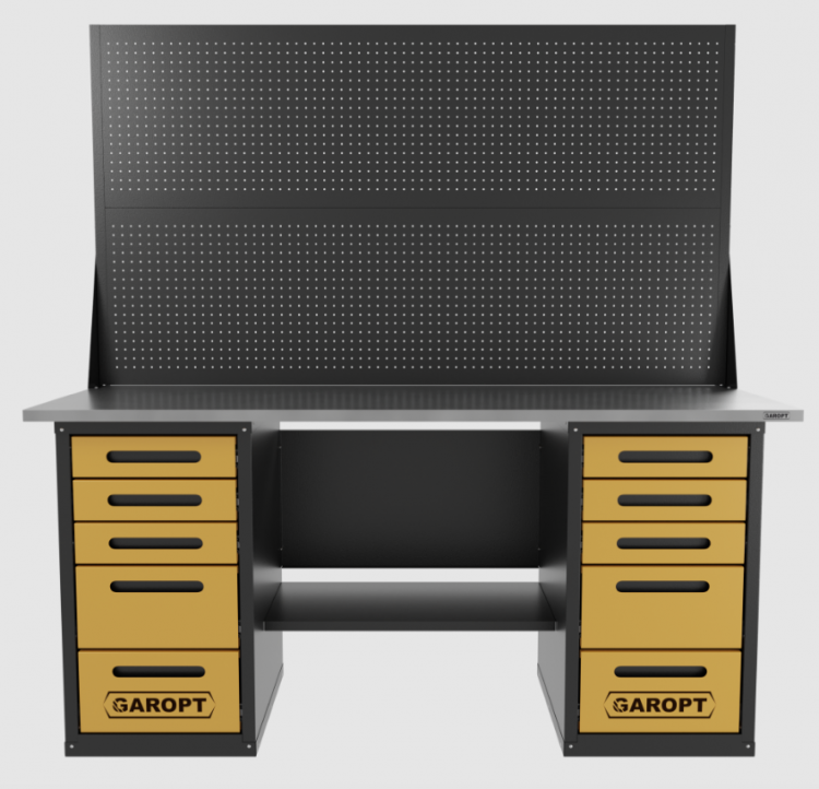 Верстак двухтумбовый 5 ящиков /5 ящиков с двумя экранами 1800*700 желтый GAROPT, GT1800Y5Y5PP2.yell