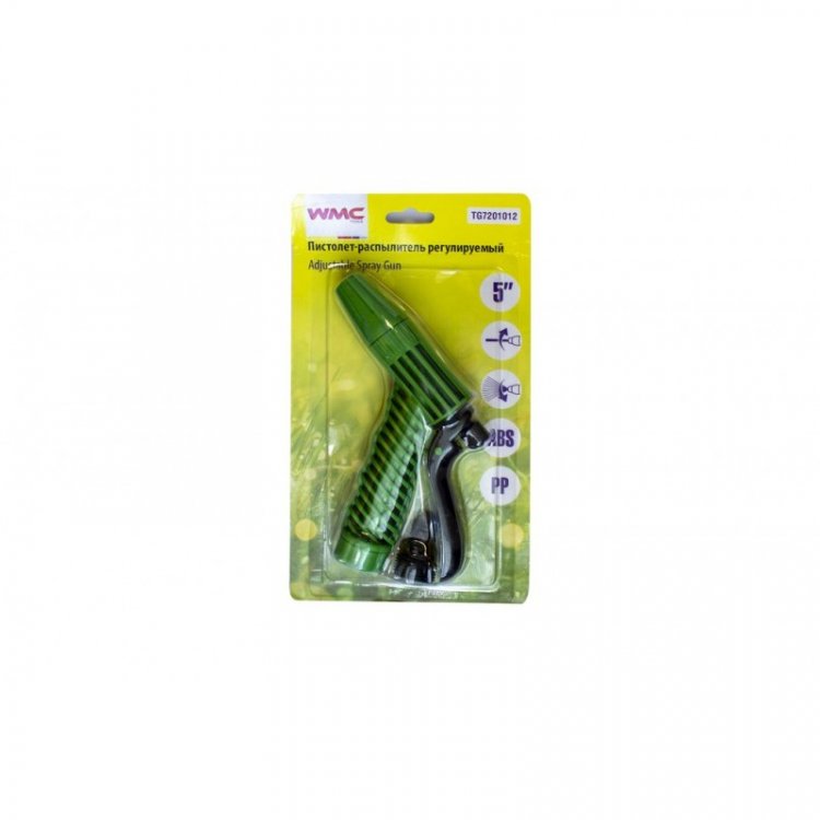 Пистолет-распылитель поливочный с регулировкой подачи воды и диаметра распыления, на блистере