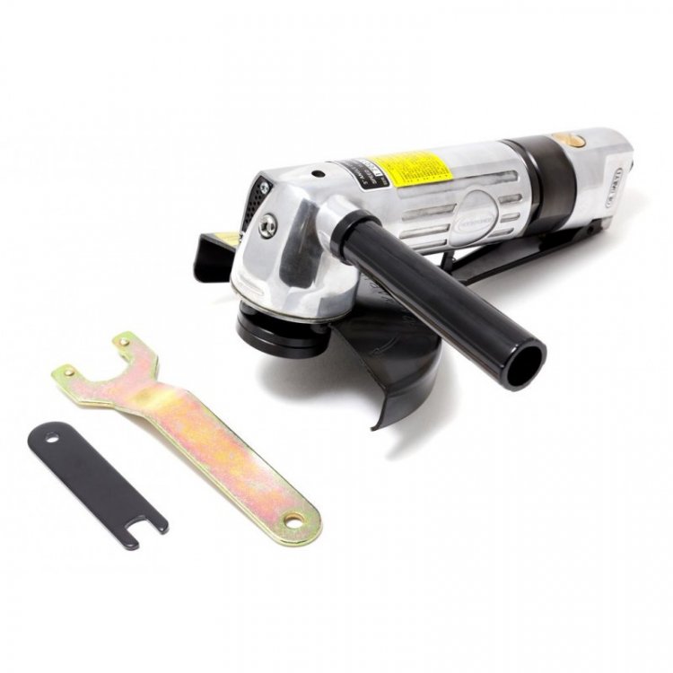 Пневмоотрезная машинка угловая 5"(12000 об/мин, 170л/мин, L-224мм, посадочная резьба М10х1.5) Пневмоотрезная машинка угловая 5"(12000 об/мин, 170л/мин, L-224мм, посадочная резьба М10х1.5)