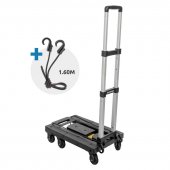 Тележка платформенная складная с телескопической ручкой+2крюка на эластичных ремнях L-1.6м(330х500/590мм;ручка 430-870мм,max нагр.170кг,7 колес)