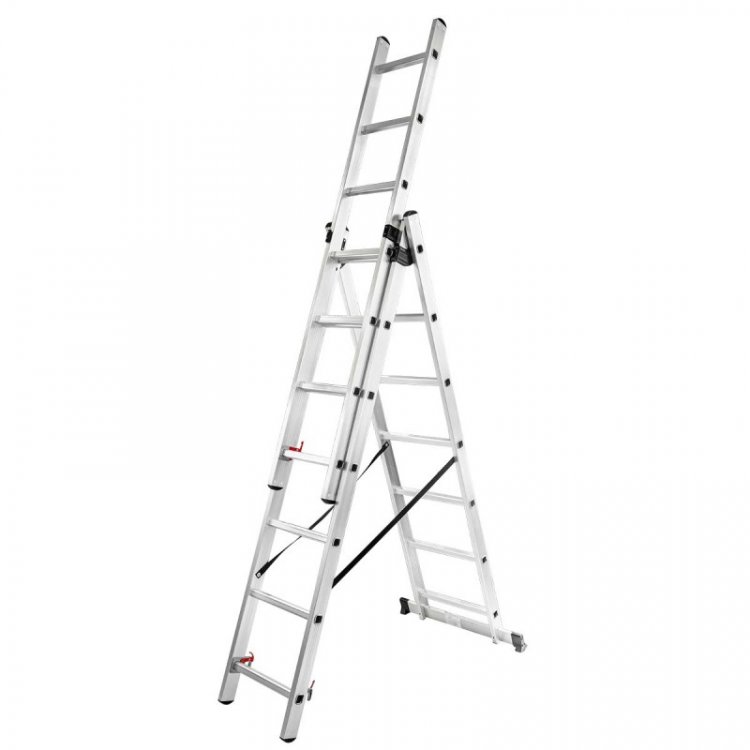 Лестница комбинированная трехсекционная (3х7ступенек, max нагрузка 150кг, вес 9,6кг)