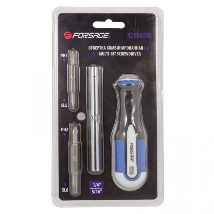 Отвертка комбинированная переставная(PH1xSL5,PH2xSL6),в блистере