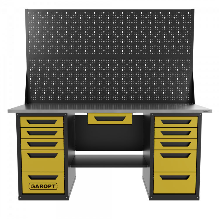 Верстак двухтумбовый 5 ящиков /5 ящиков с ящиком и двумя экранами 1800*700 желтый GAROPT, GT1800Y1Y5Y5PP2.yell