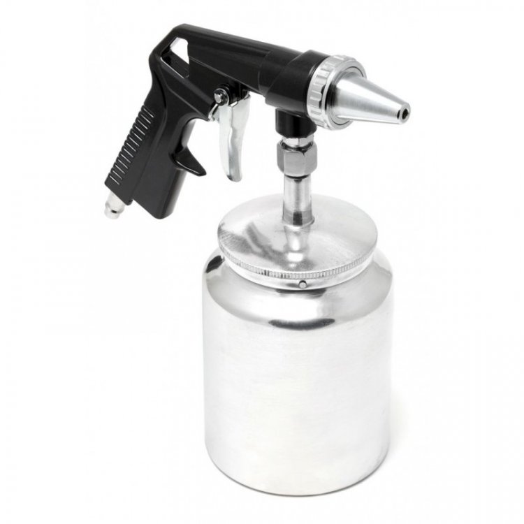 Пистолет пескоструйный пневматический с бачком (бачок-1л ,сопло-6.3, расход воздуха 300 л/мин,давление 6-8bar) Пистолет пескоструйный пневматический с бачком (бачок-1л ,сопло-6.3, расход воздуха 300 л/мин,давление 6-8bar)