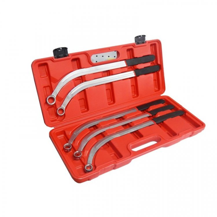 Набор ключей накидных удлиненных изогнутых (L-470мм; 13,15, 16, 17, 19мм) 5пр., в кейсе