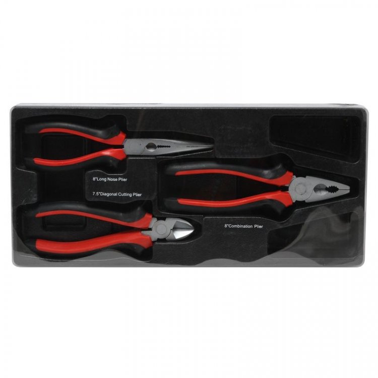 Набор шарнирно-губцевого инструмента 8"-200мм (бокорезы,плоскогубцы,утконосы)3 пр., в лотке Набор шарнирно-губцевого инструмента 8"-200мм (бокорезы,плоскогубцы,утконосы)3 пр., в лотке