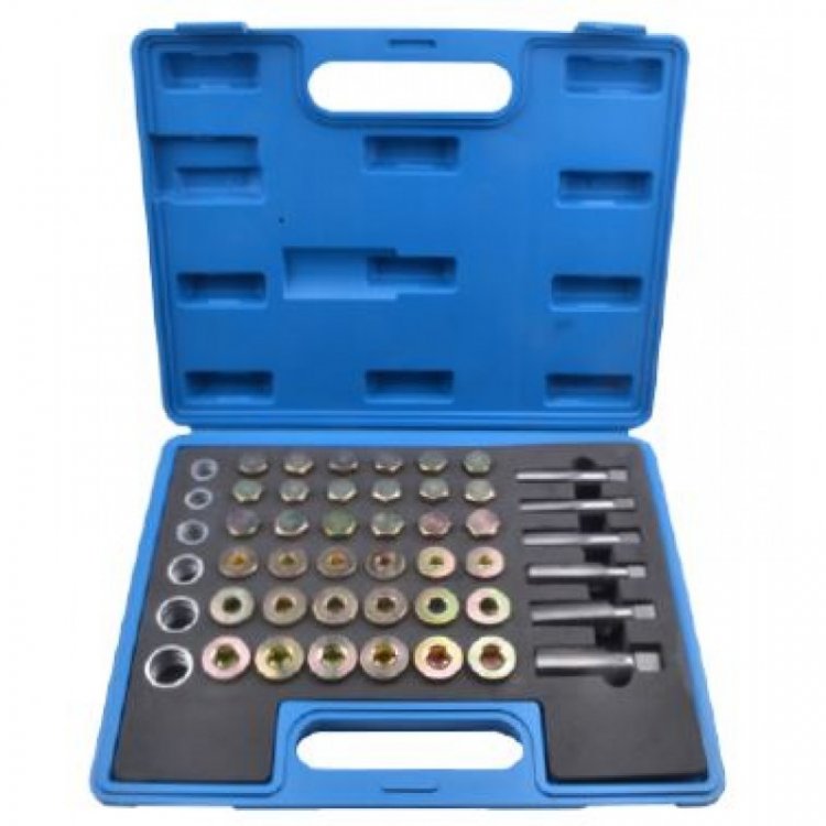 Набор метчиков и пробок для восстановления резьбы маслосливных отверстий114пр.(М13х1.25, М13х1.5, М15х1.5, М17х1.5, М20х1.5, М22х1.5), в кейсе