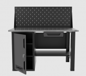 Верстак однотумбовый с ящиком и экраном 1400*700 GAROPT серый, GT1400STDY1PP.grey