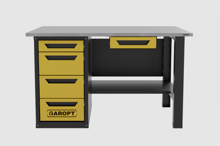 Верстак с ящиком однотумбовый 4 ящика желтый 1400*700 Garopt, GT1400STY1Y4.yell