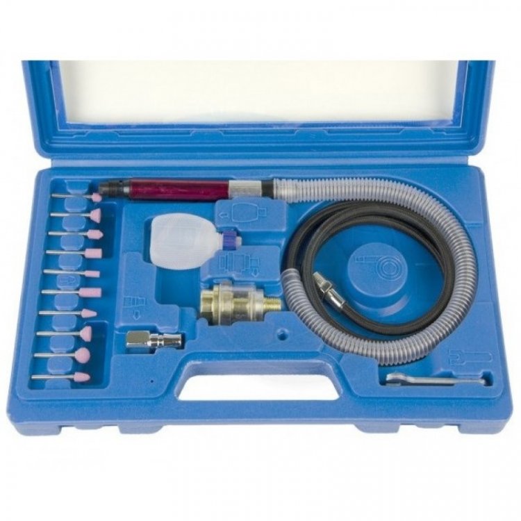 Пневмобормашинка с цанговым зажимом 3мм 54000 об/мин с комплектом насадок