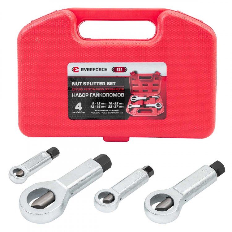 Набор гайколомов 4пр., (9-12, 12-16, 16-22, 22-27мм) в кейсе