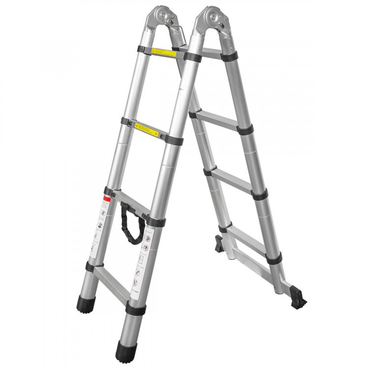 Лестница-стремянка телескопическая алюм. бытовая 1.3+1.3м (4+4 ступ.)