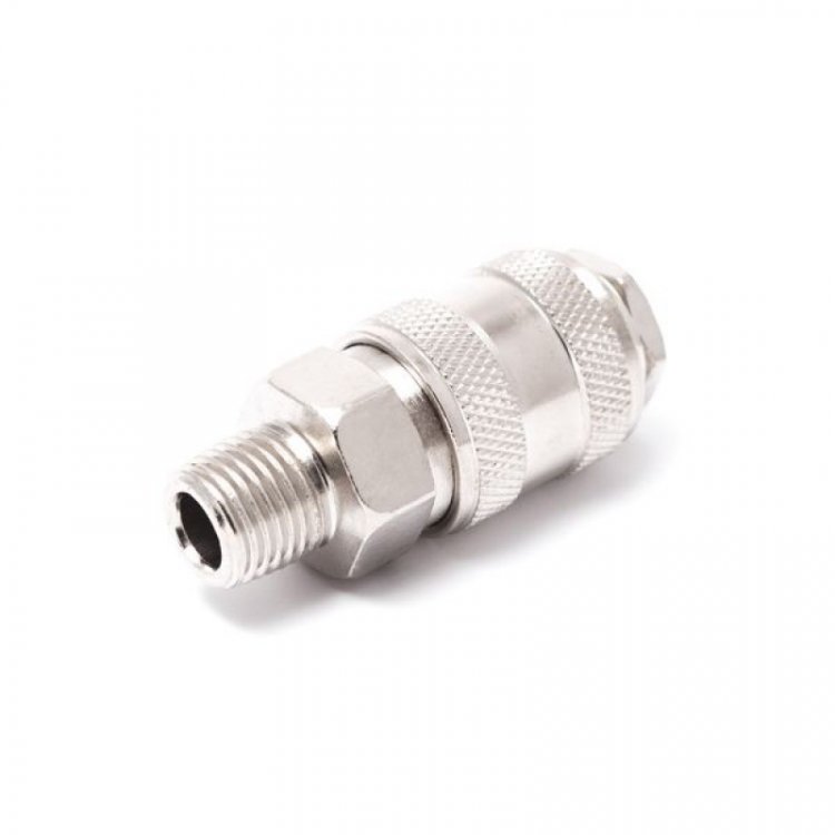 Быстроразъем пневматический с клапаном с наружной резьбой 3/8" Быстроразъем пневматический с клапаном с наружной резьбой 3/8"