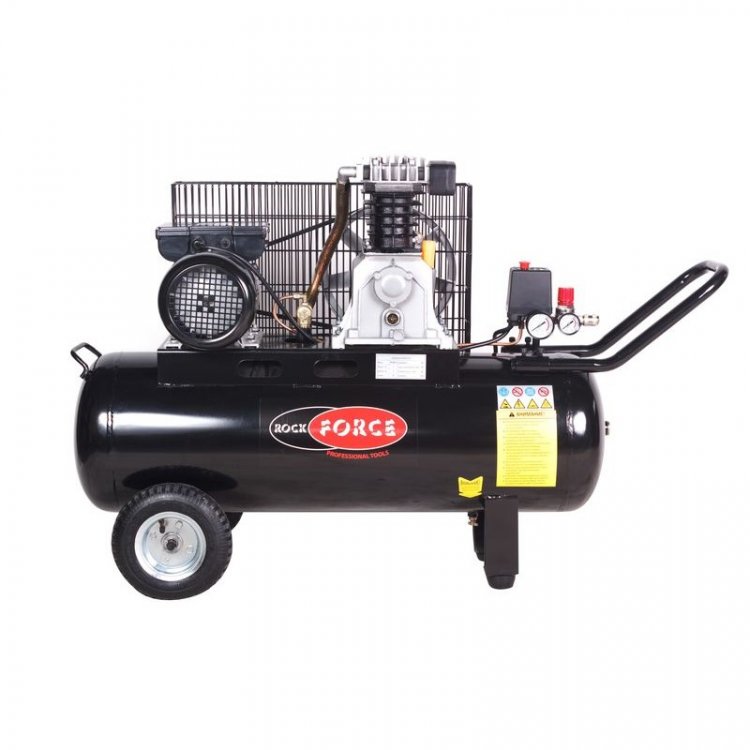 Компрессор 2-х поршневой с ременным приводом (2,2кВт, 8 бар, ресивер 70л, 250л/м, 950 об/мин, 220В, медная обмотка электродвигателя)