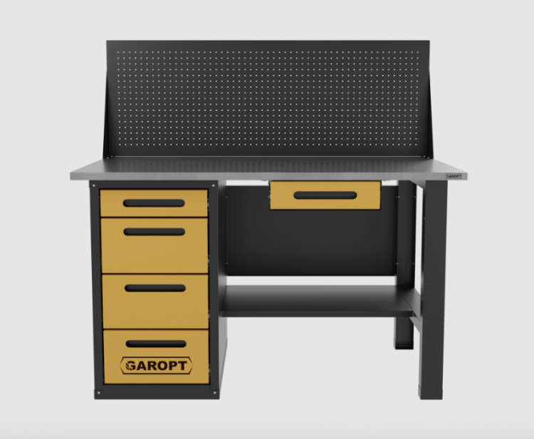 Верстак с ящиком однотумбовый 4 ящика с экраном желтый 1400*700 Garopt, GT1400STY1Y4PP.yell Верстак с ящиком однотумбовый 4 ящика с экраном желтый 1400*700 Garopt, GT1400STY1Y4PP.yell