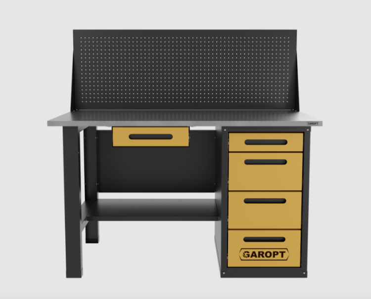 Верстак с ящиком однотумбовый 4 ящика с экраном желтый 1400*700 Garopt, GT1400STY1Y4PP.yell Верстак с ящиком однотумбовый 4 ящика с экраном желтый 1400*700 Garopt, GT1400STY1Y4PP.yell