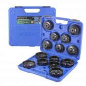 Набор съемников масляных фильтров 3/8", 15пр.(65х14,68х14,65/67х14,74/76х14,76х30,73х14,75/77х15,93х15,90х15,74/76х15,80х15,82х15,93х36,100х15)в кейсе