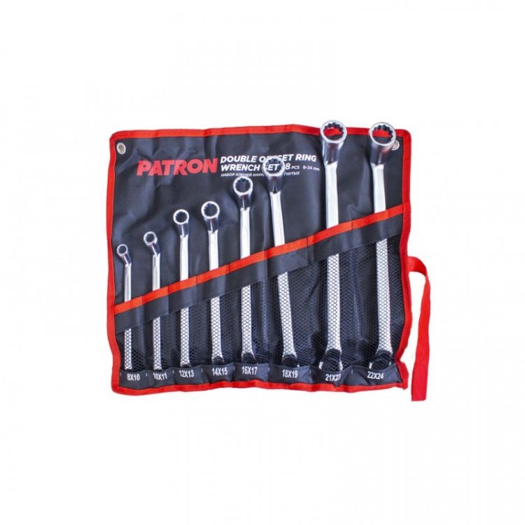 Набор ключей накидных отогнутых на 75грд. 8пр.(8x10,10x11,12x13,14x15,16x17,18x19,21x23,22x24мм), на полотне Набор ключей накидных отогнутых на 75грд. 8пр.(8x10,10x11,12x13,14x15,16x17,18x19,21x23,22x24мм), на полотне