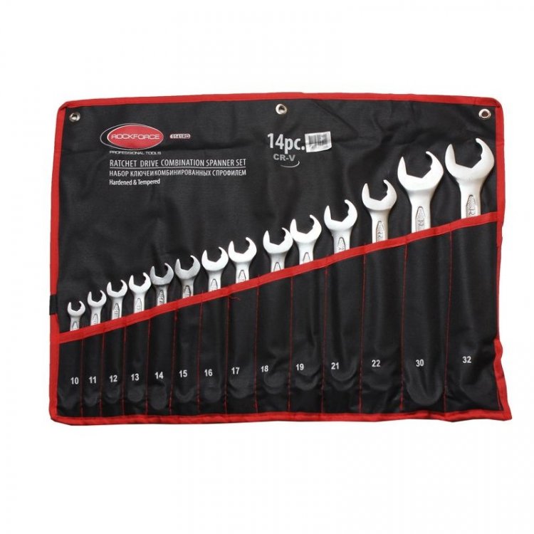 Набор ключей комбинированных с профилем "Ratchet Drive"-"быстрый ключ",14пр. (10-19, 21, 22, 30, 32мм), на полотне