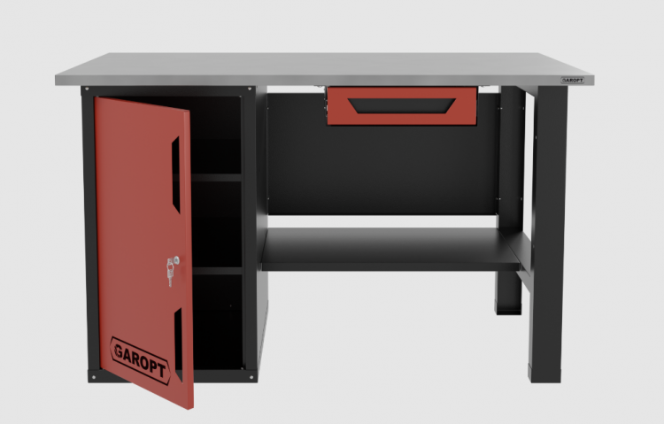 Верстак однотумбовый с ящиком 1400*700 GAROPT красный, GT1400STDY1.red