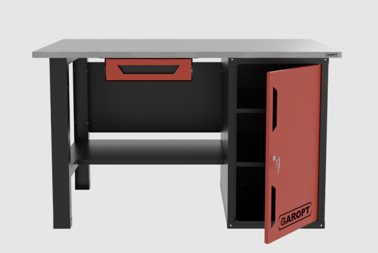 Верстак однотумбовый с ящиком 1400*700 GAROPT красный, GT1400STDY1.red