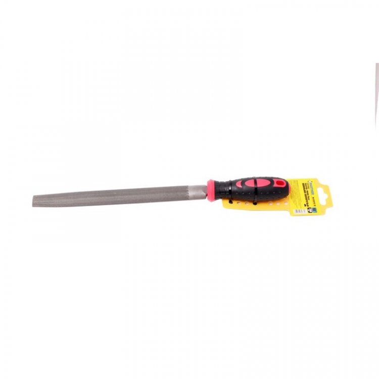 Напильник полукруглый 10"-250мм с прорезиненной рукояткой, на пластиковом держателе